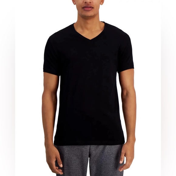 Alfani Men's 4Pack Regular-Fit V-Neck T Shirt Solid Undershirts Black Size S - Picture 1 of 1